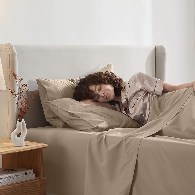 Nestl Twin XL Sheet Set - College Dorm Size - Luxury 1800 Ultra-Soft Microfiber Twin Extra Long Bed Sheets - Deep Pockets - Easy Fit - Extra Soft - 3 Piece Set (Twin XL, Taupe)