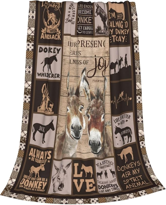 Donkey Blanket Donkeys Throw Blanket Soft Fleece Flannel Bedding Donkey Gifts for Men Boys Women Girls Lovers Adults Stuff Plush for Couch Sofa Bed Room Decor 40"X50"
