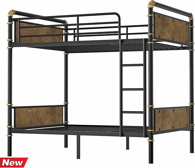 ULUCAN Reinforced Version & Stronger Convertible Steel Twin XL Over Twin XL Size Bunk Bed Frame, Heavy Duty Thickened Safer More Stable Metal Bunkbeds