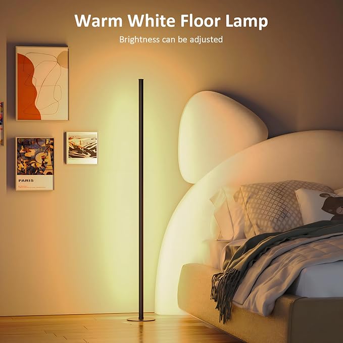 Corner Floor Lamp, RGBWW IC Corner Lamp with APP and Remote Control, LED Floor Light with 16 Million DIY Colors, Color Changing Ambient Light for Living Room, Bedroom, Gaming Room