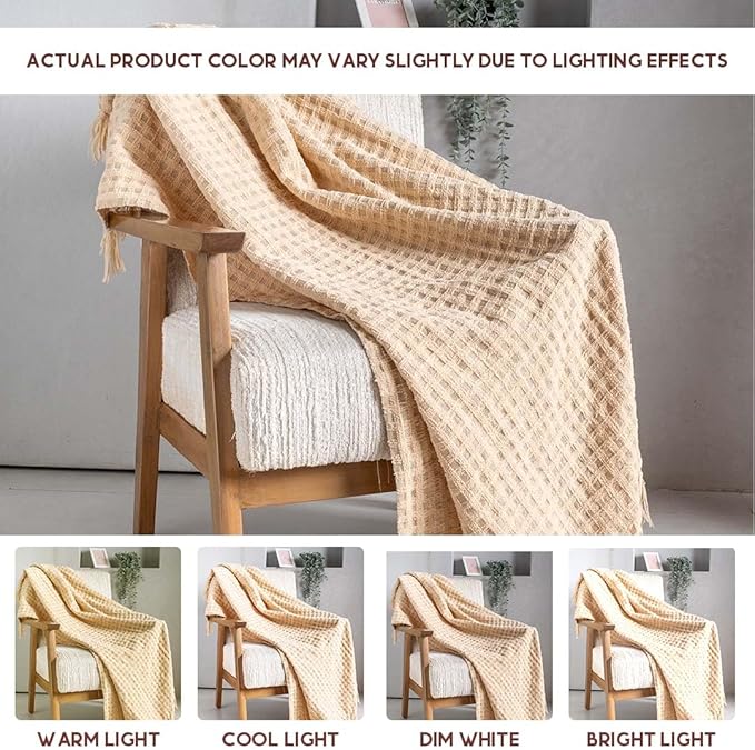 Folkulture Throw Blanket | (60 x 50) Chunky Knit Blanket for Bed, Couch | Boho Chenille White Thick Knitted Throw Blanket | Ultra Soft, Plush, Lightweight, Machine Wash and Giftable Throws