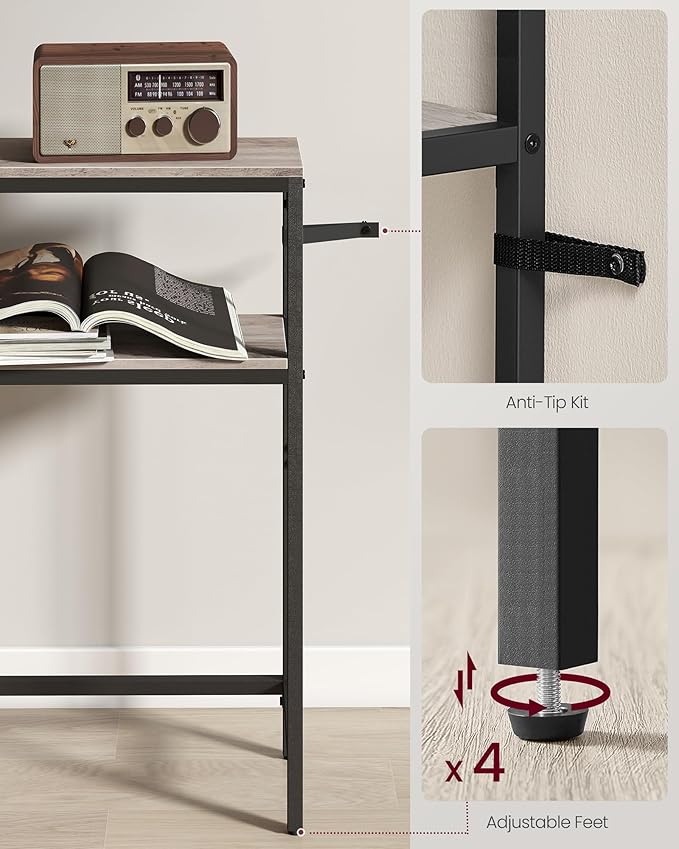 VASAGLE Console Table, 2-Tier Narrow Sofa Table with 2 Shelves, 7.9 x 39.4 x 31.5 Inches, for Living Room, Hallway, Entryway, Heather Greige and Ink Black ULNT131K02V1