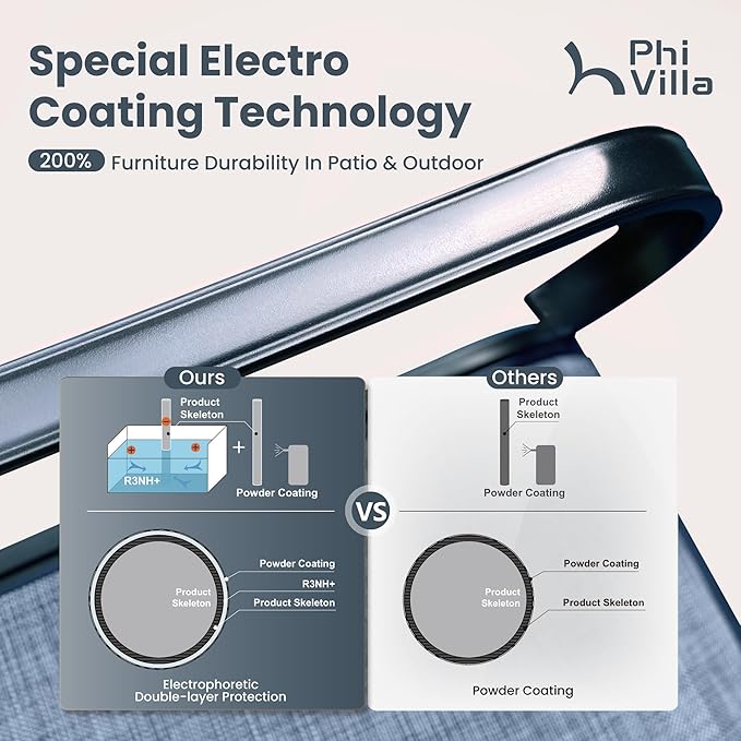 PHI VILLA 9 Piece Outdoor Patio Dining Set, Extendable Large Patio Table and 8 Swivel Dining Chairs, Outdoor Furniture Table and Blue Chairs Set for 6-8 Person