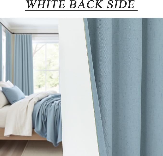 Extra Long Blackout Light Blue Curtains for Living Room 108 Inch Length Insulating Sound Proof Wide Drape for Window Treatments Curtain for Patio Sliding Glass Doors Doorway Hallway 2 Panel Stone Blue