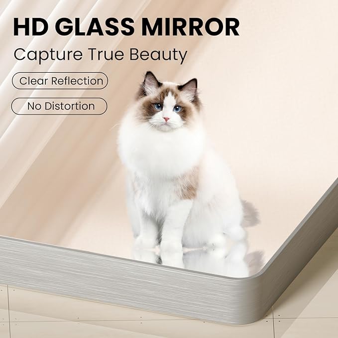 22x30 Inch Brushed Nickel Bathroom Mirror, Thick Silver Metal Rectangle Frame Wall Mirror, Modern Round Corner Bathroom Vanity Mirror for Over Sink, Bedroom, Living Room, Entryway