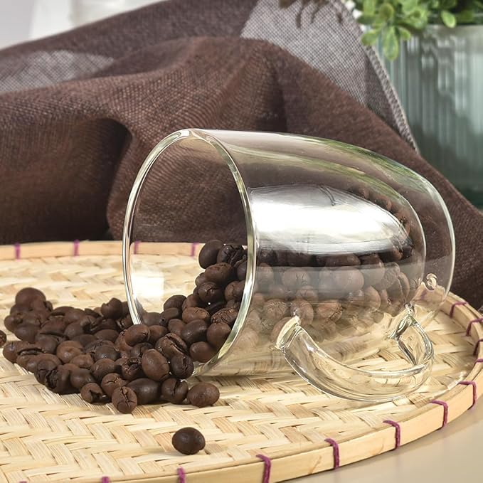 homEdge Insulated Double-Wall Glasses Mugs - 12.5 oz, Set of 2