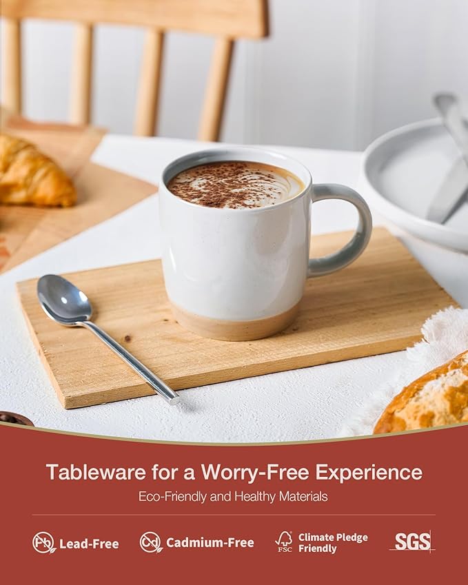 famiware Coffee Mugs for 4, 13 oz Mug Set, Dringking Cup with Handle for Coffee, Tea, Cocoa, Milk, Milkyway serise, White