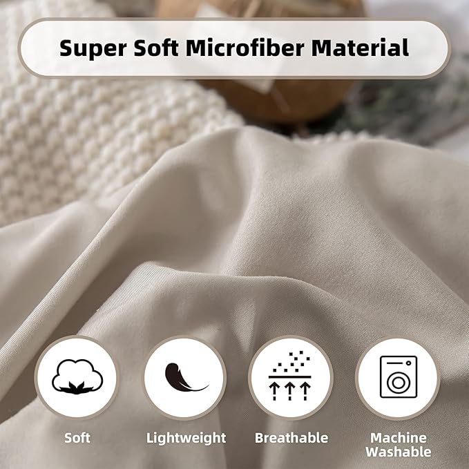weigelia Full Size Comforter Set 7 Pieces Oatmeal Comforter Set Microfiber Comforters Full Size with Sheets Soft Fluffy Bedding Set with Sheets for All Season