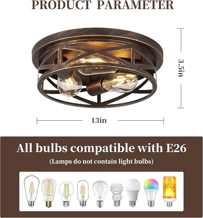 13 inch Flush Mount Ceiling Light Fixtures,3-Light Modern Hallway Light Fixtures Ceiling, Black Gold Lights Fixture Ceiling Mount for Farmhouse,Kitchen, Bedroom 2 Pack