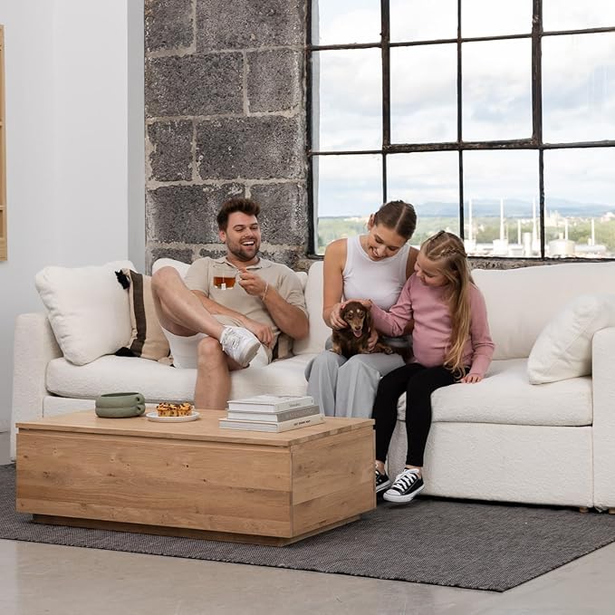 Transformer Table Lift Top Coffee Table with Storage, Modern Coffee Table for Living Room, Home Office & Dining, Space-Saving Small Coffee Desk with Panel Hidden Storage for Transformer Dining Table