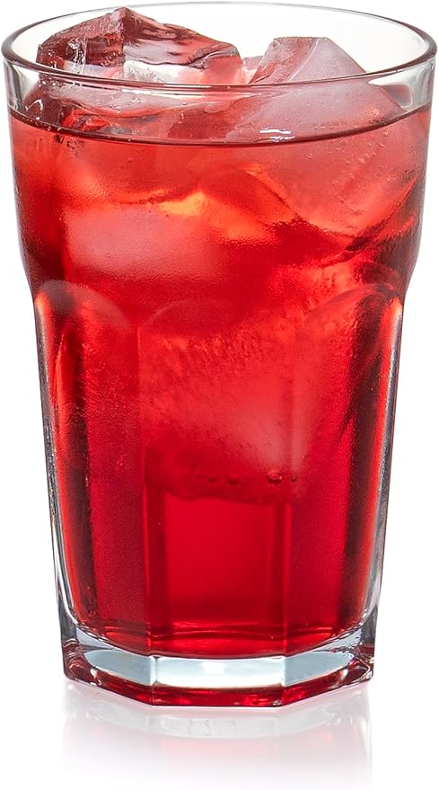 Red Co. Set of 6 Clear Glass 14 Fl Oz Drinking Highball Tumblers for Water, Juice, Beer, Cocktails