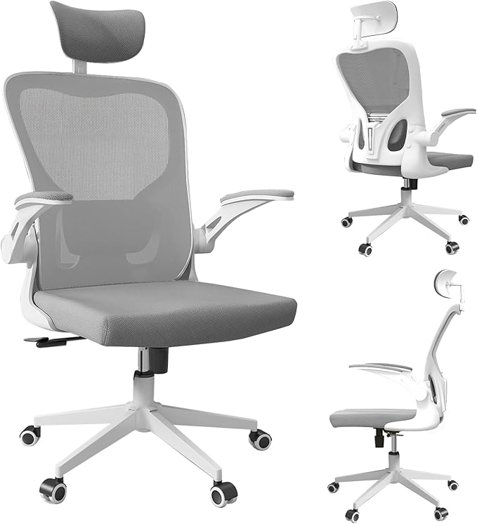 Office Chair Ergonomic Desk Chair, 350 LBS Mesh Office Chair with Lumbar Support, Comfy Desk Chair with Wheels, Big and Tall Chair for Study Work Gaming (03Grey)
