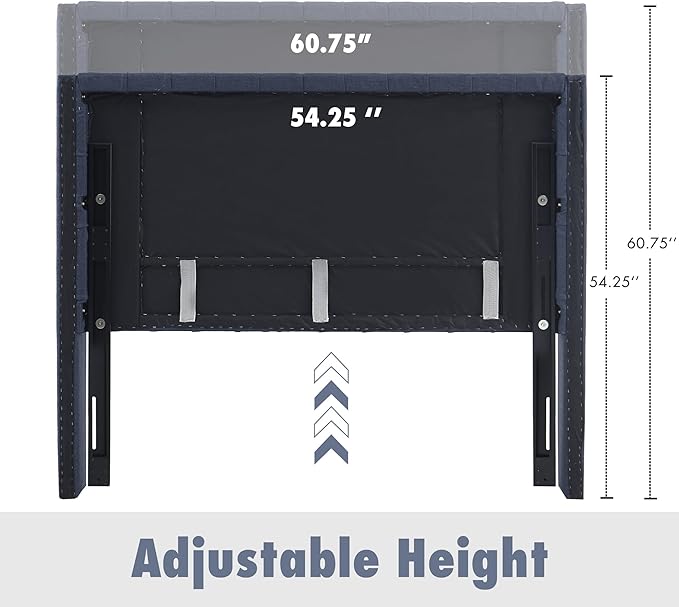 Madison Park King Button Tufted Headboard, Adjustable Upholstered Wingback Headboard, Nailhead Trim, Wooden Frame, Black Metal Legs, Flush Flat Back, Vintage Bedroom Décor - Navy Amelia