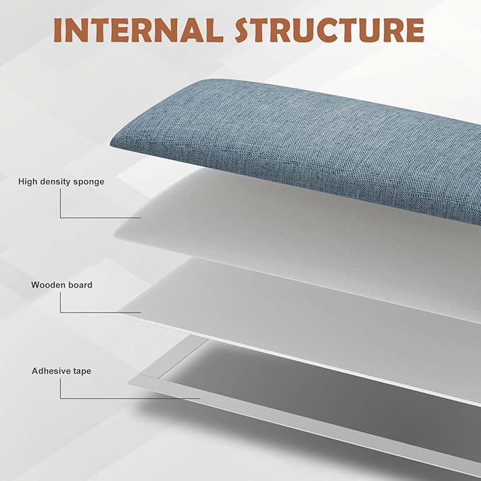 IFNOW Upholstered Wall Mounted Headboard, 3D Soundproof Wall Panels Peel and Stick for Queen Size, Reusable and Removable Tufted Bed Headboard in Dusty Blue (9 Panels, 10" x 24")