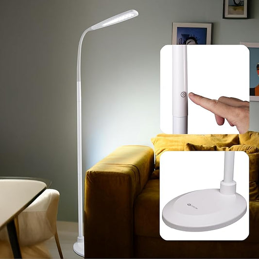 OttLite ClearSun Flex LED Floor Lamp with LED Technology - Touch Activated Controls, Adjustable Neck, Smart Memory Feature - Great for Office, Home, Dorm, Bedroom, College, & Living Room