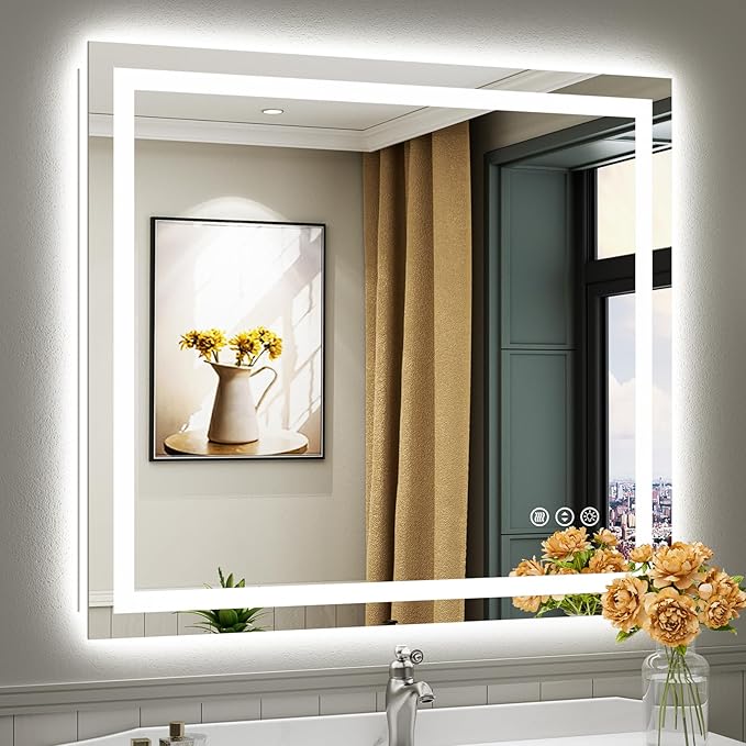 40x36 LED Lighted Bathroom Mirror, Backlit & Front Lit, Bathroom Vanity Mirror with Lights, Touch Screen Dimmable, Anti-Fog, Memory Function, HD Tempered Glass, Shatter-Proof, ETL Listed