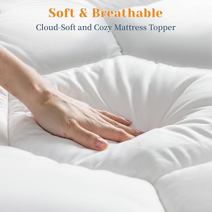 EnHomee Queen Mattress Topper Fluffy Extra Thick Soft 3 Inch Memory Foam Mattress Topper with 1000GSM Overfilled, Relief Back Pain, Breathable & Skin-Friendly, 8-21 in Deep Elastic Pocket