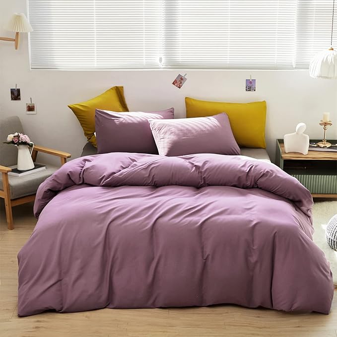 Purple Comforter Set King Women Dusty Purple Bedding Set Pale Mauve Blanket Quilts Dark Lilac Soft Breathable 3 Piece Comforter Set for King Bed Women Girls