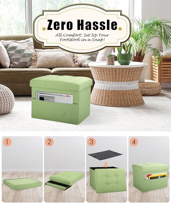 Ottoman Storage Ottoman Foot Rest Stool Foldable Bench with Storage Student Dormitory Bedroom and Entryway Storage 17 X 13 X 13