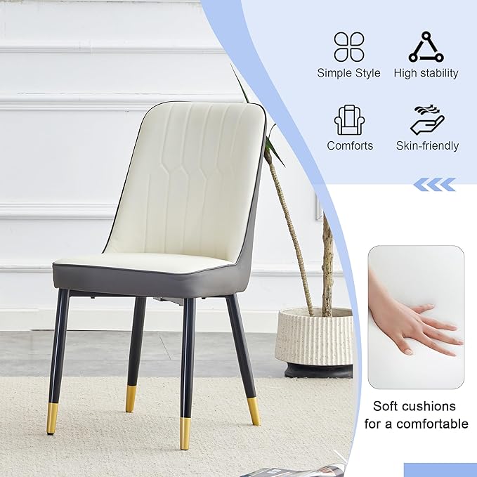 45 Inch Round Dining Table Set for 4, 5 Piece Kitchen Table and Chairs Set, White Faux Marble Table Top, Small Space Dining Set for Apartment or Dining Room