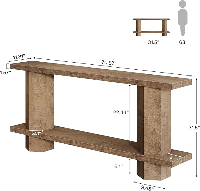 Tribesigns 71-Inch Long Console Table for Entryway, Wooden Sofa Table Behind Couch, for Living Room, Hallway, Foyer