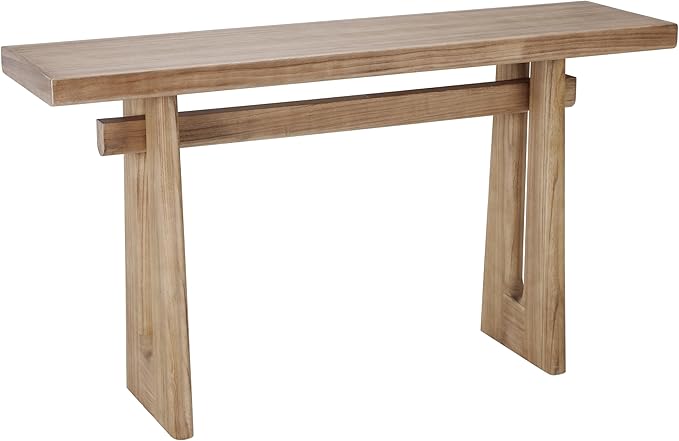 Christopher Knight Home Hirai Narrow Console Table with Geometric Silhouette, Entryway Table with Premium Wood Veneer Finish, MDF Wood Design Display Table for Home Decoration, Living Room, Brown