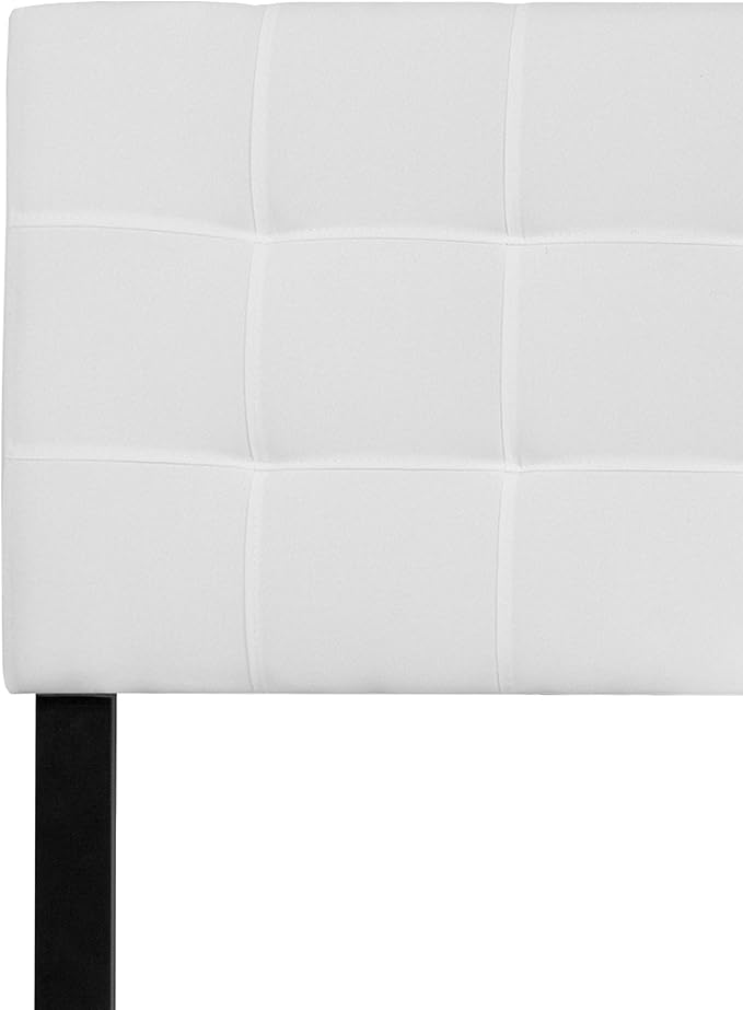 EMMA + OLIVER Quilted Tufted Upholstered King Size Headboard in White Fabric