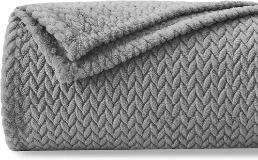 NEWCOSPLAY Super Soft Twin Blanket Grey Premium Silky Flannel Fleece Leaves Pattern Lightweight Bed Blanket All Season Use (Grey, Twin(60"x80"))