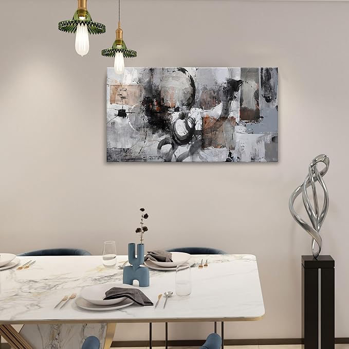 Pogusmavi Black Abstract Canvas Wall Art Pictures for Living Room Gray and White Wall Decoration Artwork for Walls Pictures for Bedroom Wall Decor Neutral Painting Canvas Prints Office Posters 20×40IN
