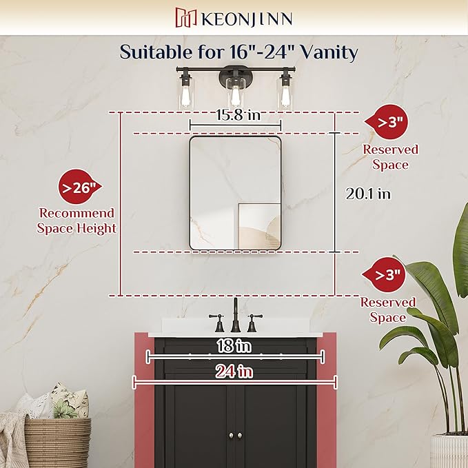 Keonjinn 16 x 20 Inch Brushed Nickel Bathroom Mirrors for Over Sink, Rounded Rectangle Silver Bathroom Vanity Mirror, Metal Framed Farmhouse Mirror for Wall, HD Tempered Glass(Horizontal/Vertical)