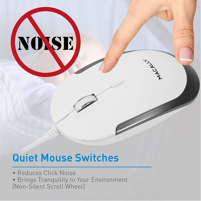 Macally Ultra Slim Wired Keyboard and a Silent Wired Mouse, Simplistic Apple Accessories