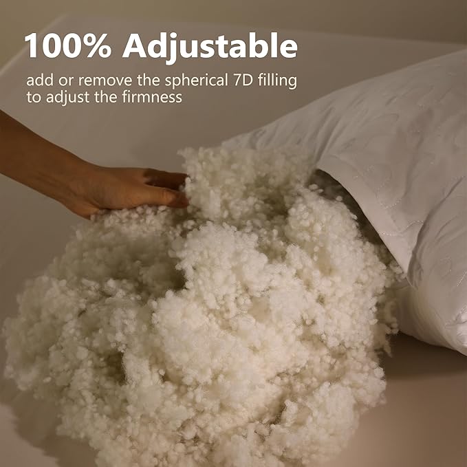 Shatex Firm Pillow, King Bed Pillow 34 x 20inch, Adjustable for Neck Pain Relief，Back Pillow Provide Strong Support for Stomach & Side Sleepers