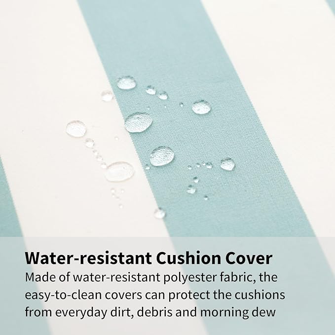 Decorative Patio Throw Pillows Pack of 2 Water Resistant Pillow Set of 2(18" x 12") Double Printed Rectangle Pillow for Outdoor Sofa&Chair,Light Blue Stripes