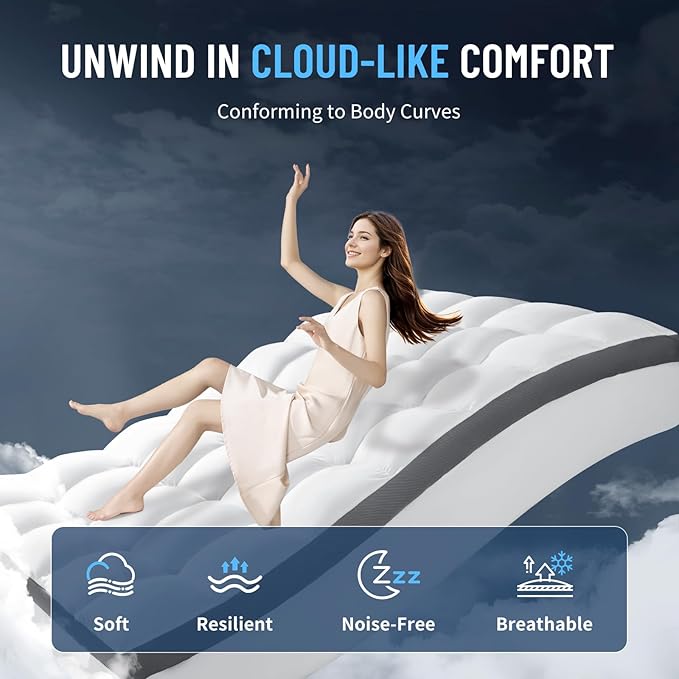 3 Inch Mattress Topper Queen -Cooling Extra Thick 2000 GSM Pillow Top Mattress Topper Body-Contouring Support for Back Pain Relief with 8"-18" Deep Pocket (60"x80")