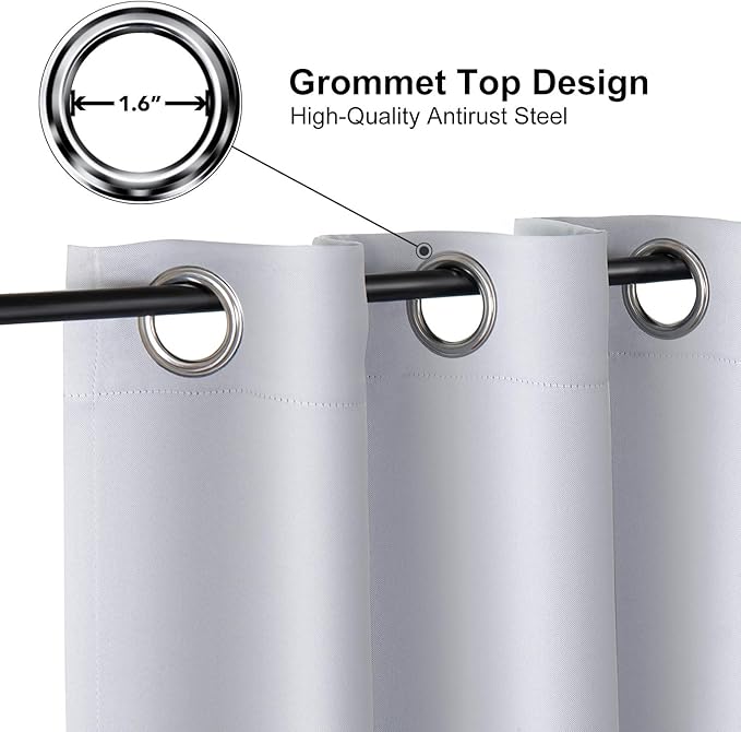 ChrisDowa Small Kitchen Valances for Windows - Grommet Short Thermal Insulated Room Darkening Window Valances Curtains for Living Room (2 Panels, Greyish White, 42 x 18 Inch)