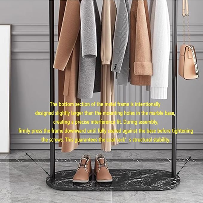 small clothing rack,heavy duty clothes rack with Marble base,metal garment racks for hanging clothes,Modern Coat Rack Freestanding with 2 Hooks for Bedroom Living Room Office