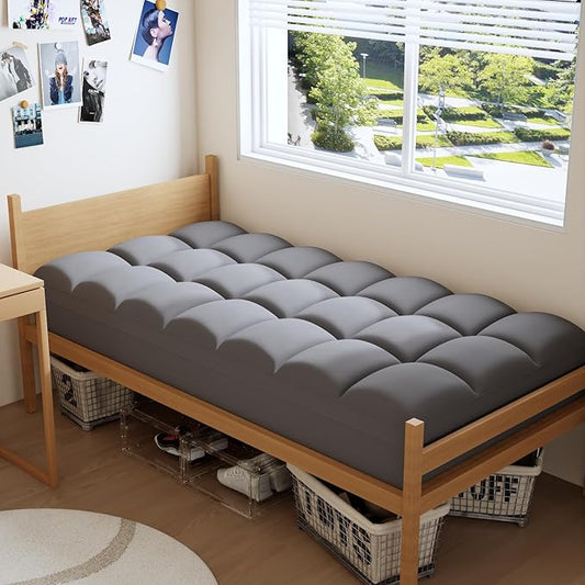 Twin XL Mattress Topper for Back Pain Relief, Extra Thick Pillow Top Plush Mattress Pad with Deep Pocket, Soft Pillowtop TwinXL Size Bed Toppers Filled Fluffy, College Dorm, Gray