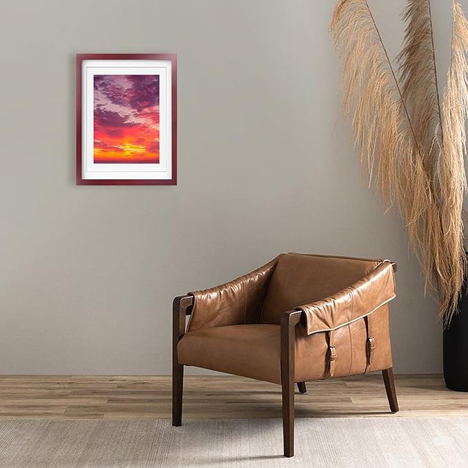 Egofine 12x16 Picture Frames with Plexiglass, Display Pictures 9x12/11x14 with Mat or 12x16 Without Mat for Wall Mounting, Cherry Red