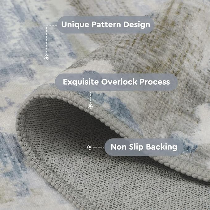 tchdio Area Rug 6x9 Rugs for Living Room- Abstract Soft Living Room Rug-Non Slip Carpet-Machine Washable Rug for Bedroom Dining Room Home Office Modern Rugs Light Grey/Brown/Beige