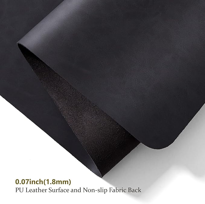 Distressed Leather Desk Mat - Non-Slip PU Desk Pad for Office and Home - Desk Organization and Accessories - Ideal for Large Mouse Pad and Desk Mats on Top of Desks(Charcoal Black,36"x 17")