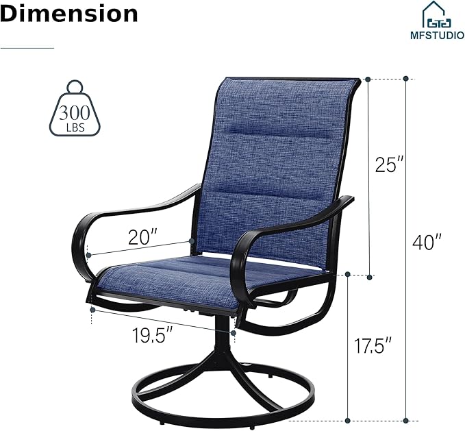 MFSTUDIO Outdoor Dining Set for 6, Patio Dining Set with Umbrella Hole, 7 Piece Outdoor Patio Furniture Set for Deck/Yard/Garden/Poolside