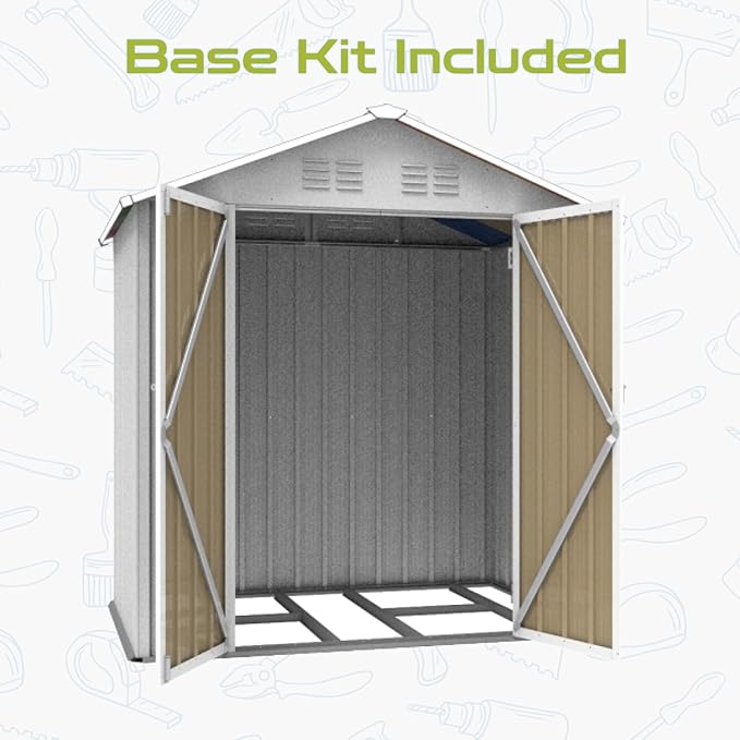 6' x 4' Outdoor Storage Shed, Sturdy Metal Building w/Lockable Doors for Garden, Backyard, Poolside and Lawn, Green