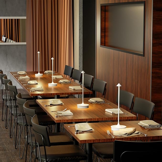 Set of 2 Small Cordless Table Lamp Rechargeable, Battery Operated Desk Lamp, 4000mAh LED Touch Lamp, Dimmable Portable Outdoor Waterproof Wireless Table Light for Restaurants/Bars/Outdoor（White