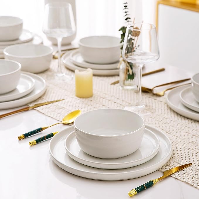 AmorArc Stoneware Dinnerware Sets,Round Reactive Glaze Plates and Bowls Sets,Highly Scratch Resistant | Dishwasher & Microwave Safe Dishes Set,Service for 6 (18pc)