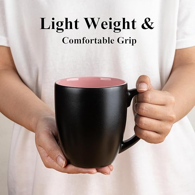 GBHOME 12oz Coffee Mugs Set of 6, Large Ceramic Coffee Mugs for Man, Woman, Dad, Mom, Modern Coffee Mugs Set with handle for Tea/Latte/Cappuccino/Milk/Cocoa. Dishwasher&Microwave Safe,Multi-Color