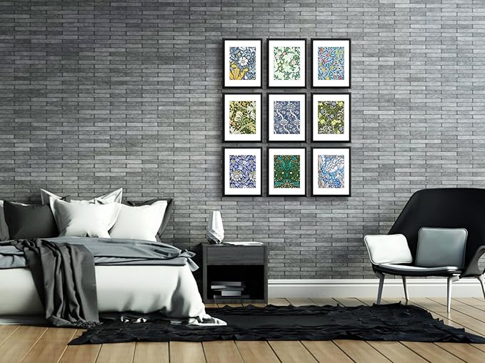 11x14 Picture Frame Set of 9 for Pictures 8x10 with Mat or 11x14 Without Mat, Wall Gallery or Tabletop display Photo Frames in Black