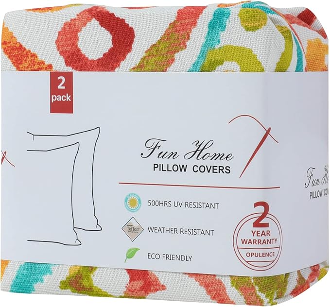 FUNHOME Outdoor Indoor Lumbar Pillow Covers ONLY, Water-Repellent Fade-Resistant Patio Lumbar Cases 12” x 20”, Throw Pillowcase Shell for Garden Furniture Use -Corinthian Dapple