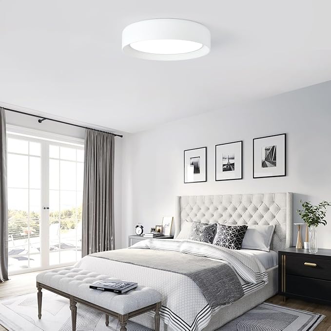 Dimmable Flush Mount Ceiling Light Fixture,15.75 Inch Modern Round White Ceiling Lamp,36W 5CCT 3000K-6500K Lighting for Bedroom,Living Room,Kitchen,Laundry Room