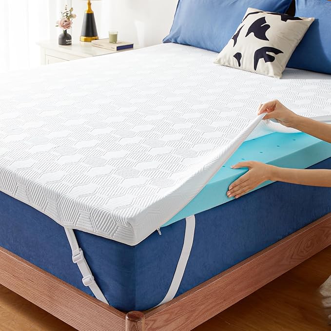 Dreamsmith 3 Inch Gel Memory Foam Mattress Topper King, Breathable Pressure Relief, High Density Pad, Washable Cover with Elastic Straps & Non-Slip Bottom, CertiPUR-US Certified, Cooling