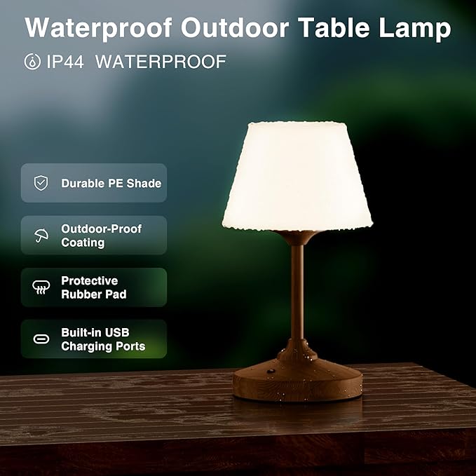 Table Lamp Cordless Battery Operated Lamp Waterproof,Desk Bedside Table Lamps for Bedroom, Outdoor Cordless Rechargeable Touch Lamps for Night Stands, 5000mAh LED Night Light for Living Room